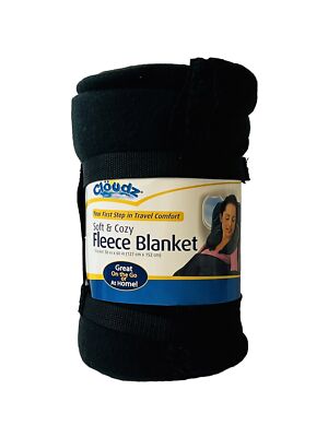 Cloudz Fleece Travel Blanket Black 50”x60” Soft & Cozy 100% Polyester NWT-image