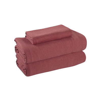 Mainstays Extra Soft Jersey Bed Sheet Set, Twin-XL, Red Sedona, 3 Pieces-image