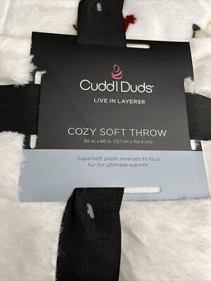 CUDDL DUDS DOGGY PRINT COZY SOFT THROW BLANKET 50”x60” SUPERSOFT PLUSH REVERSES-image