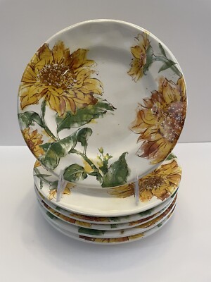 PIER 1 SUNFLOWER BLOOMS SALAD PLATES - SET OF 6 - SUNFLOWER~ Excellent-image