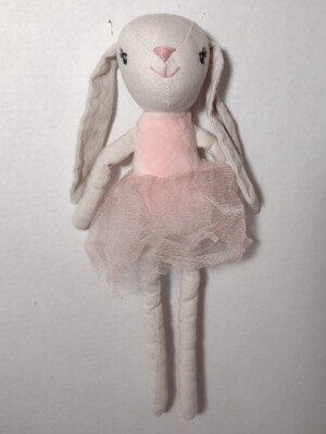 Pier 1 Imports Bunny Rabbit Ballerina Pink Tutu Linen Sewn Eyes 14