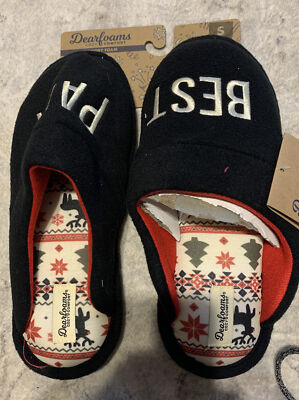 BEST PAPA Small Mens 7-8 Holiday Slippers Cozy Comfort DEARFOAMS Memory Foam NWT-image