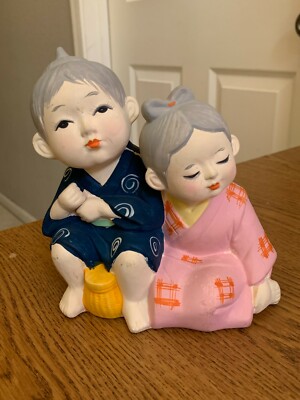 Vintage Japanese Boy & Girl Sitting Side by Side Figure Designed for Jay Imports-image