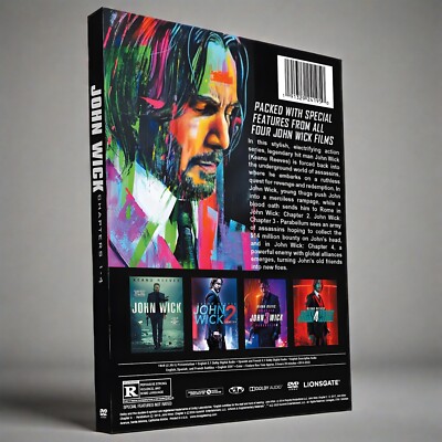 John Wick Complete Keanu Reeves Movies Series Chapter 1-4 1 2 3 4 NEW DVD SET-image