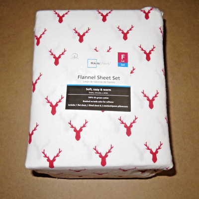 Mainstays flannel sheet set Stags -4pc  Full Size NIP-image