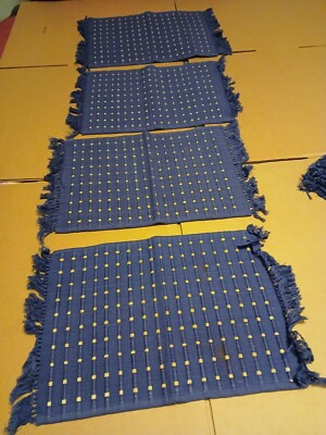 Pier 1 Imports Placemats Blue Fringe Blue/Straw Divisions 73% Cotton 27% Bamboo-image