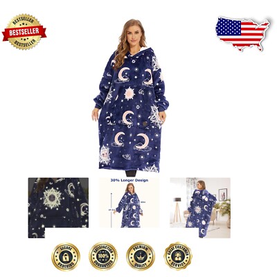 Sherpa Wearable Blanket Hoodie Blanket - 47in Cozy Glow Design for Everyone-image