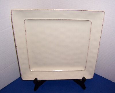 Pier 1 Imports Martillo Crème Brulee 1 Square Dinner Plate (10”) Embossed NICE-image