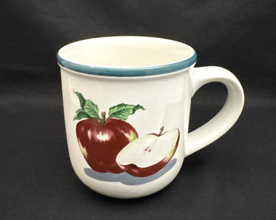 Mainstay Home Ceramic Mug Apple Coffee Cocoa Tea Cream Red Green 12oz.-image
