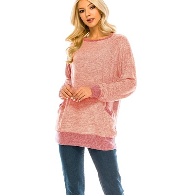 HAUTE EDITION Women's  Pink Slouchy Cozy Pocket Sweatshirt Tunic XL NWOT-image