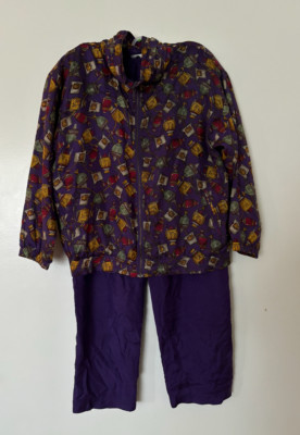 Activology Women's Purple Silk Vintage 1990's Wind Track Suit Size XL-image
