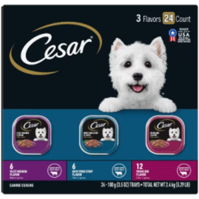 Cesar Filets in Gravy Chicken Steak Beef, Gravy Small Breed Wet Dog Food-5.29lbs-image