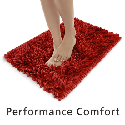 Mainstays Performance Bath Rug, Red, Shiny Chenille Top, Memory Foam, 17x24”-image