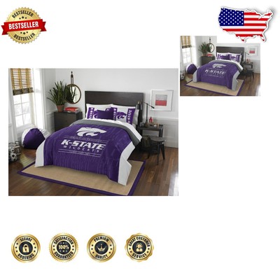 Cozy NCAA Kansas State Wildcats Full/Queen Comforter & Sham Set - Modern Design-image