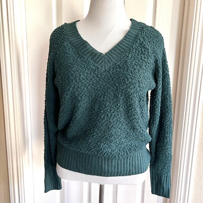 Love By Design Womens Chenille Sweater Soft Cozy V Neck Long Sleeves Green M-image