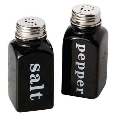 Salt & Pepper Shaker Set - Black Ceramic 4 Inch from Design Imports NEW-image