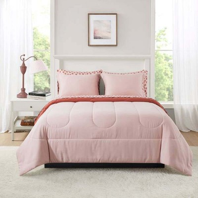 Mainstays 7 Piece Reversible Bed in a Bag Comforter Set with Sheets, Pink, Full-image