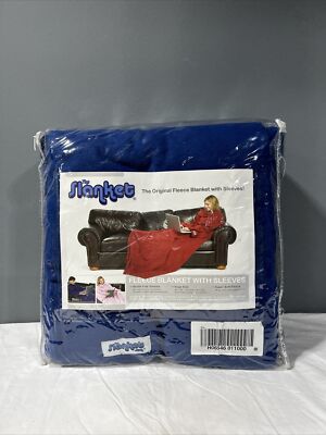 NEW The SLANKET Original Fleece Blanket Sleeves Super Soft Rare BLUE Sh10-image