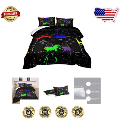Twin Gaming Comforter & Pillowcase Set - Cozy Microfiber, All-Season Bedding-image