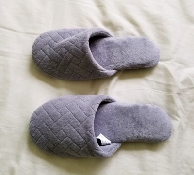 Dearfoams Size 7-8 Cozy Comfort Womens Granny / House Slippers Gray Crosshatch-image