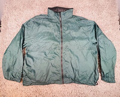Vintage Eddie Bauer EBTEK Jacket Mens XL Green Vented Stowaway Hood Ripstop-image