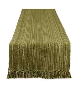 Design Imports Variegated Fringe Table Runner, Olive Green, NWT (tt1)-image