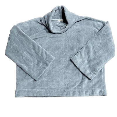 Soft Surroundings Fleece Top Women's Medium Gray Pullover Mock Neck Thick Cozy -image