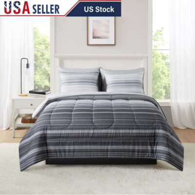 Reversible Comforter Set 7 Piece King Bed-in-a-Bag Machine Washable Cozy New-image