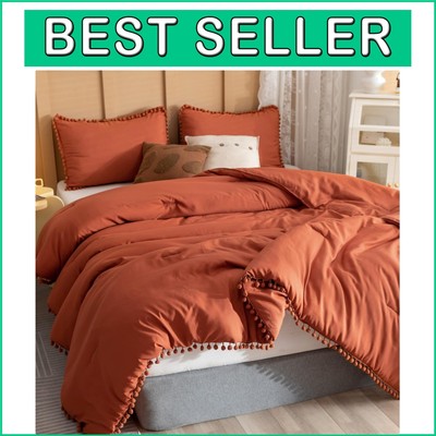 Stylish King Size Comforter Set - Vintage Terracotta with Soft Pillow Shams-image