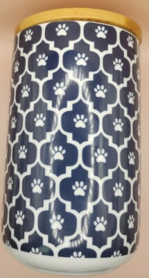 Design Imports DII Nautical Blue Paw Lattice Print Ceramic Treat Canister-image
