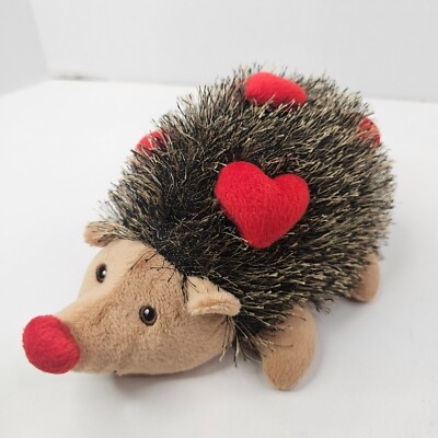 Pier 1 Imports Hedgehog Plush Hearts Love Embroidery Eyes Stuffed Animal Toy-image