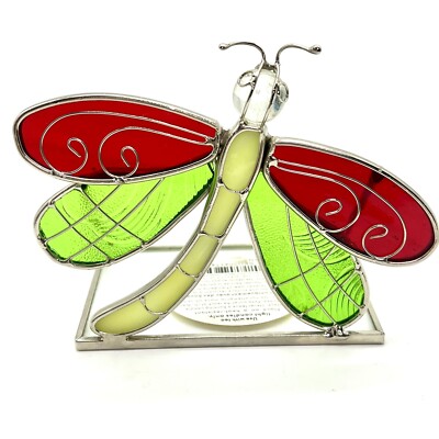Pier 1 Imports Dragonfly Candle Holder Stained Glass Votive or Tea Light 3.75 in-image