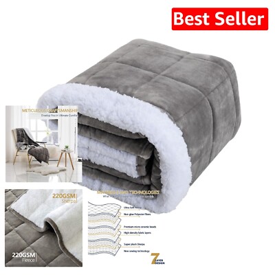 Heavyweight 15lbs Sherpa Blanket for Adults - Cozy Comfort for Restful Sleep-image