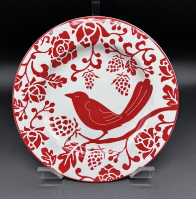 Pier 1 Red Bird Salad Dessert Replacement Plate Stoneware 8.25