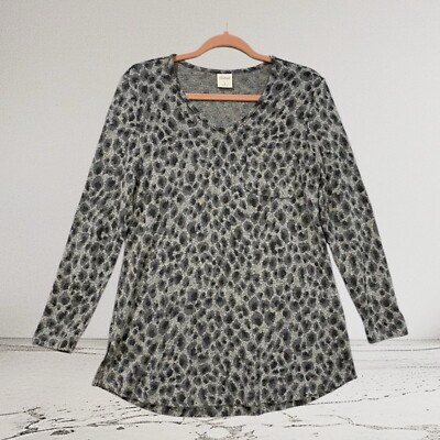 Soma Fleece Top Size Small Animal Print Split Neck Super Soft Comfy Cozy-image