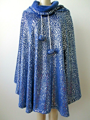 SOFT&COZY COMPANY BLUE/SILVER FAUX FUR WRAP/PONCHO SIZE - ALL ONE SIZE - NEW-image