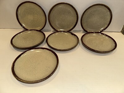 Pier 1 Crackle Collection Salad Plate Rust Beige Distress 7 1/4