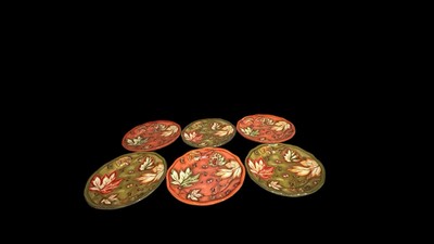 Six Better Homes & Gardens Harvest Salad/Dessert Plates Orange & Green 8-1/2”-image
