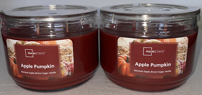 2 Mainstays APPLE PUMPKIN 3 Wick Jar Candle 11.5 oz / Free Shipping-image