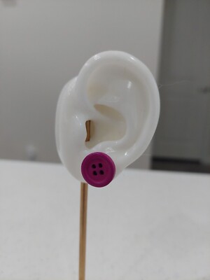 New South Korean Design Import Fun Mauve Button Earrings Studs Crafter Sewing-image