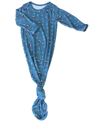 Keep Me Cosy® Knotted Baby Gown, One-piece Bamboo Babywear - Nautical Teal-image