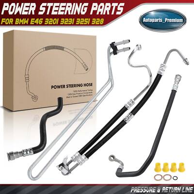 Complete Power Steering Pressure Return Line Hose for BMW E46 320i 323i 325i 328-image