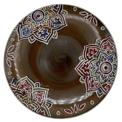 Global Medallion Pier 1 Imports Brown Floral Dinner Plate 11