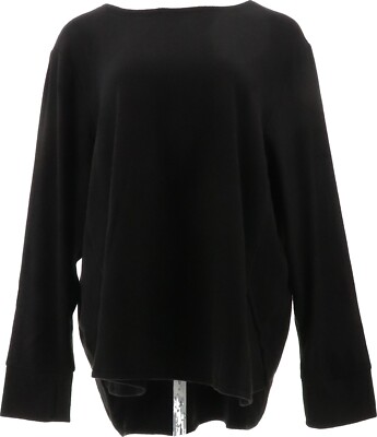 Soft Cozy Long-Slv Fleece Hi-Low Top Black M NWOT (85)-image