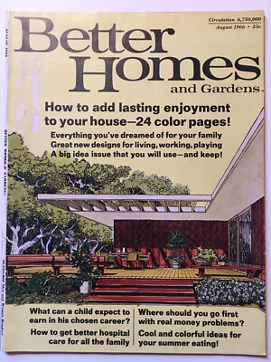 Better Homes and Gardens magazine August 1966 House design illustrated melons-image
