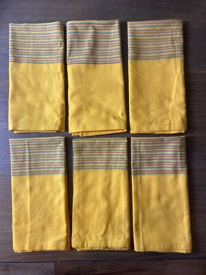 BRAND NWT PIER 1 IMPORTS 6 PC YELLOW FIESTA STRIPE CLOTH NAPKINS SKU 2445795-image