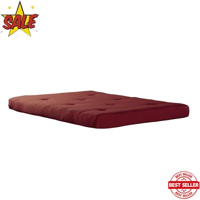 6 In Futon Mattress W/Tufted Cover & Recycled Polyester Fill Foldable Full Red-image