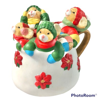 Vintage 1992 House of Lloyd Christmas Cup of Good Cheer Mice in Cup Music Box-image