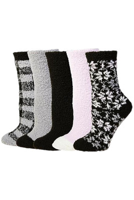 Comfort Code Women's 5-Pack Cozy Socks Purple/Black/Gray-image