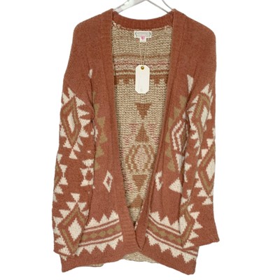 Loveriche S NEW Lets Stay Home Aztec Cardigan Dark Mauve Soft Cozy-image